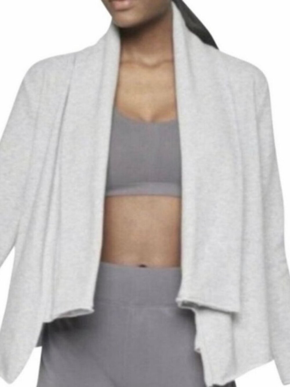 Athleta Tranquility Wrap Cardigan Gray Open Front Yoga Jacket Women’s Size XXS